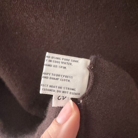 Vintage Cottagecore Rue Jacob Chocolate Lavender Cashmere Collared Sweater Sz 42 - Picture 7 of 7
